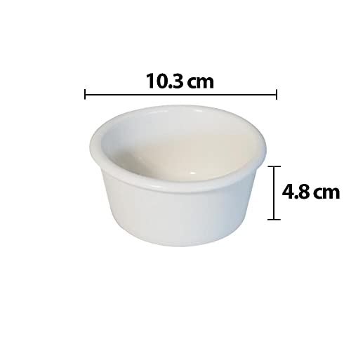Traditional Handmade Ceramic Souffle/Creme Brulee Ramekin Dishes - Set of 6 185ml Plain Off White Colour - Image 5