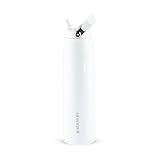 Stanley - Garrafa de Água IceFlow Flip Straw, Canudo Integrado, Abertura Grande, Aço Inoxidável Leve, 1,1 L, Frost