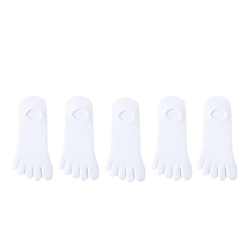Calcetines de cinco dedos 5 pares de calcetines invisibles de verano for mujer y niña de algodón finos sólidos suaves boca poco profunda transpirables No se muestran calcetines de 5 dedos(White)