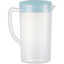 81oz/2.4 لتر/0.63 جالون إبريق ماء بلاستيكي مع غطاء BPA-FREE Carafes المشروبات المختلطة إبريق الماء للعصير الساخن/البارد المشروبات الشاي المثلج السماء الزرقاء، 81 oz