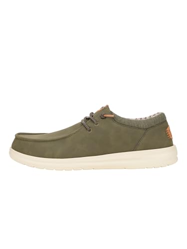 HEYDUDE Men's Paul Classic Olive Size 10 | Men’s Shoes | Men's Lace Up Loafers | Comfortable & Light-Weight