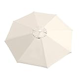 Ersatz Sonnenschirmbezug, 3m Wasserdicht UV-Schutz 8 Rippen Sonnenschirm Bespannung Ersatz,Terrassenschirm Ersatz Baldachin,Markttisch-Regenschirm Ersatzbezug,für Garten Terrasse,Beige