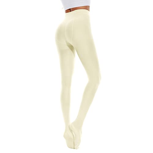 Image of American Trends Tights for Women, 80D Semi Opaque High Waisted Pantyhose, Footed Run Resistant Dance Tights Stockings