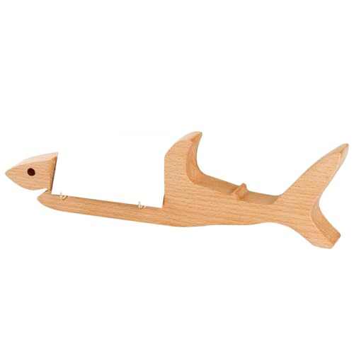 BAHJKASD Bandeja de tarjetas de escritorio con forma de pez de madera para tarjetas de nombre creativo, organizadores de escritorio para múltiples tarjetas de visita