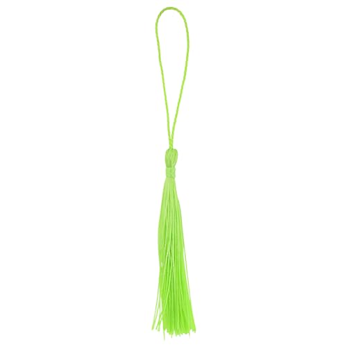Image of Mandala Crafts Small Lime Green Bookmark Tassels - 100 Bulk Silky Mini Craft Tassels with Loops for Bookmarks, Jewelry Making, Graduation Decorations, and Keychains