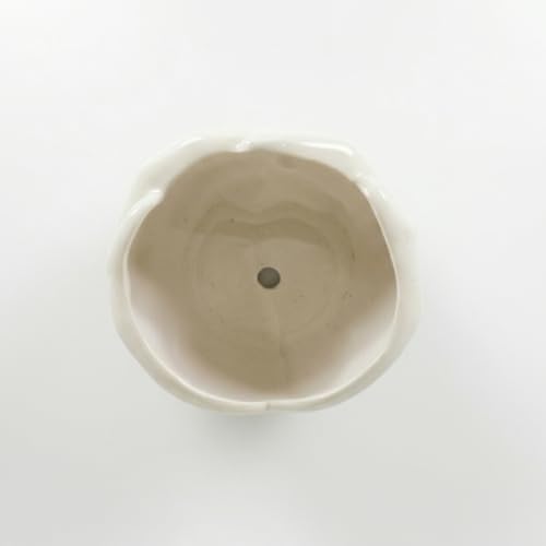 Image of Lasaki Hand Ivory HT25 Ceramic Pots for Indoor Plants, Planters,gamla,Outdoor,Balcony,Home,Round,Garden, Office Decor,Succulent(L - 19 .5X W - 16 X H - 10 cm)(Plants not Included)