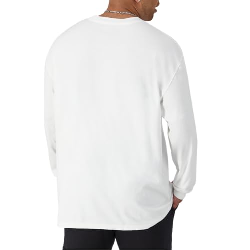 Image of Champion Men's Classic Long Sleeve T-Shirt, Standard Fit, C Logo, Available in Regular and Big & Tall, White, XX-Large Big