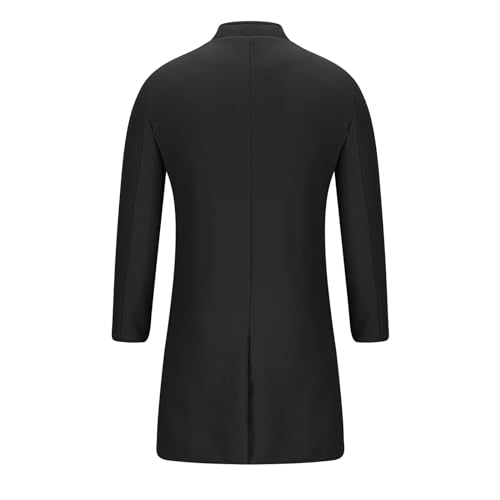 Zeiyignr Men's Trench Coat Mandarin Collar Long Formal Jacket Solid Slim Fit Single Breasted Pea Coats Wool Blend Overcoat4