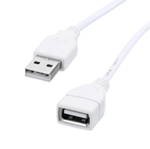 Image of USB Extender, USB 2.0 Extension Cable Male to Female USB Cable High-Speed Data Transfer Compatible with Keyboard, Mouse, Hard Drive, Xbox, Laptop /PC /Mac /Printer, 1.5M (White)