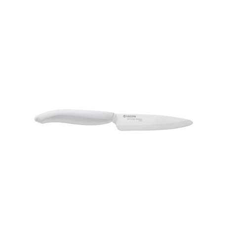 Kyocera FK-110 WH-WH EU, Cuchillo utilitario, 11 cm, cuchilla afilada de cermica de circonio, afilado a mano, ligero, no corrosivo, sin transferencia de sabor, apto para lavavajillas, mango blanco