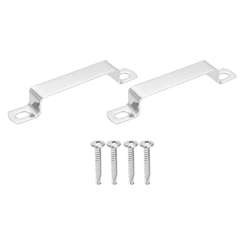 uxcell 2Pcs U Shape Square Tube Clamp, 80x20mm U Shaped Bracket 304 Stainless Steel Square Strap Clamp with Phillips Head Self Drilling Screws for Pipes Door Closed Bar Holder Railings