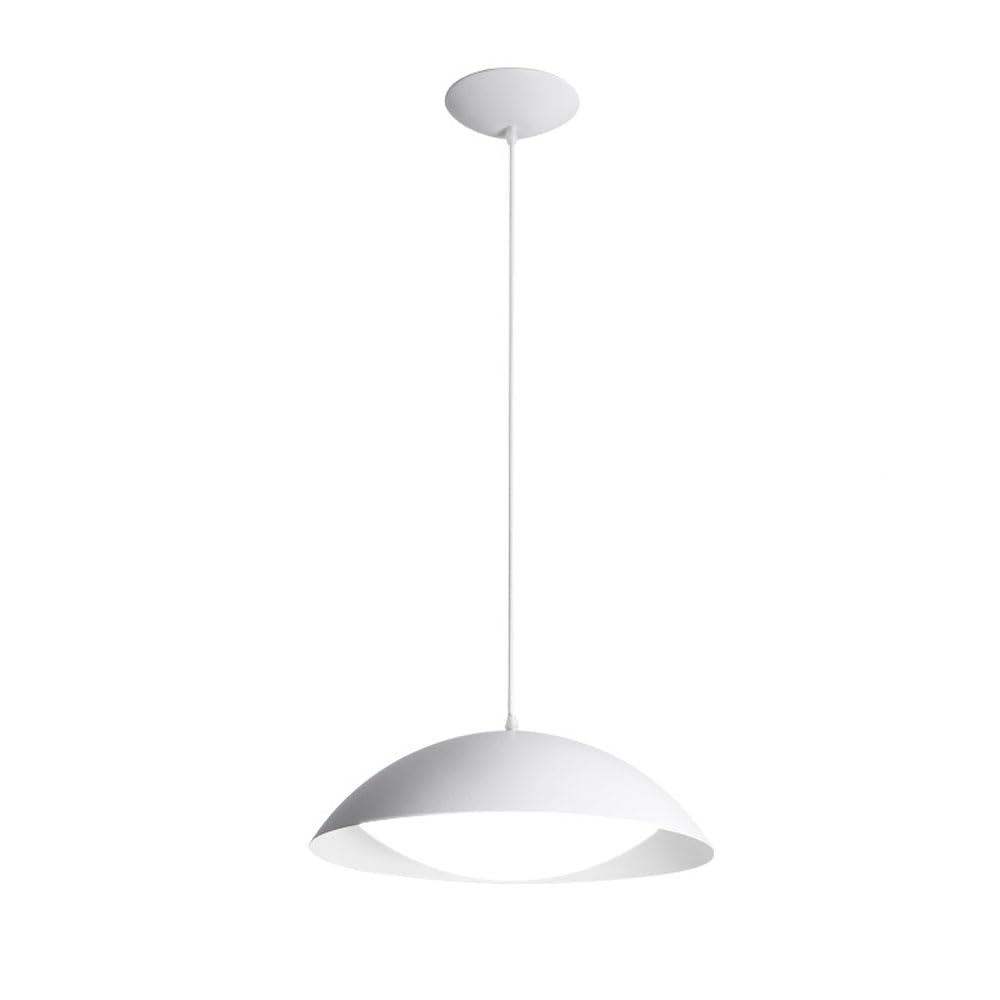 WEZXRLZNE Modern Simplicity Pendant Lights Semicircle Hanging Light with Iron Shade Drop Light Fixtures for Dining Room Entryway Coffee Shop 1 Light Chandelier Adjustable Height(White)