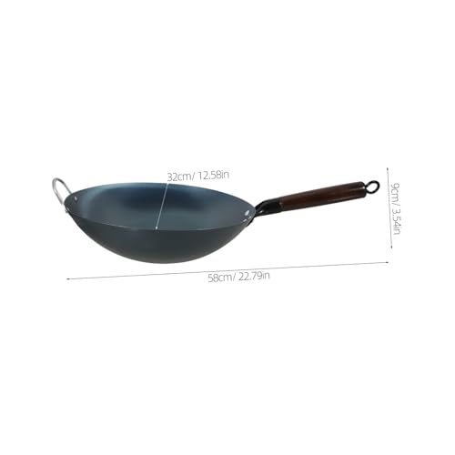 Wok de hierro tradicional para cocina con mango de madera miniatura 2
