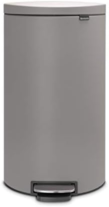 Brabantia 485206 Flatback + space saving pedal bin silent, 30 litre plastic bucket. White, Metal, 30 L