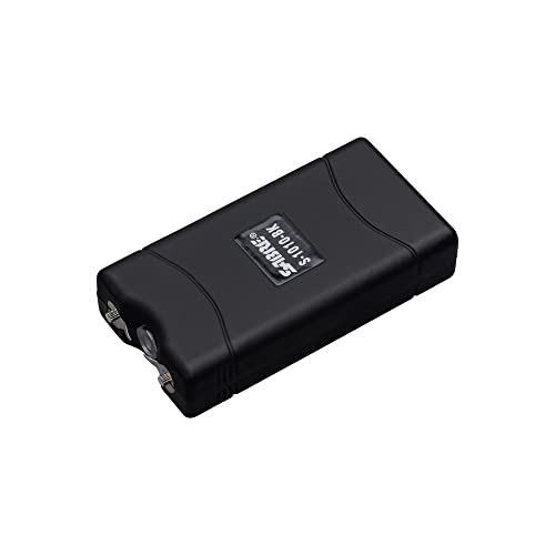 SABRE 2-in-1 Stun Gun with LED Flashlight Self Defense Stun Gun with Painful 1.160 C Charge 120 Lumens Rechargeable Battery Easy to Use Safety Switch Belt Holster for Quick Access
