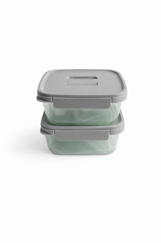 Image of LocknLock Nestopia Airtight Food Storage Container Set - 1.6 L x 2, Nestable Design with Easy-Open Handle, BPA-Free Four-Side Locking Lid, Microwave Freezer Dishwasher Safe