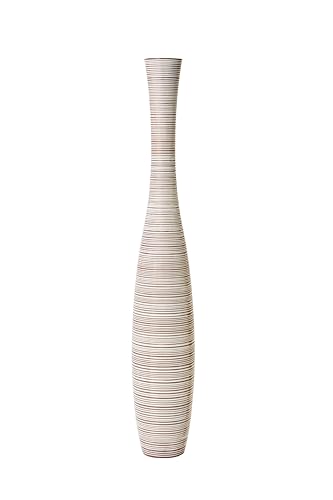 Image of Leewadee Decorative Tall Floor Vase for Living Room Decor, 41 inches, White Wash, Resin