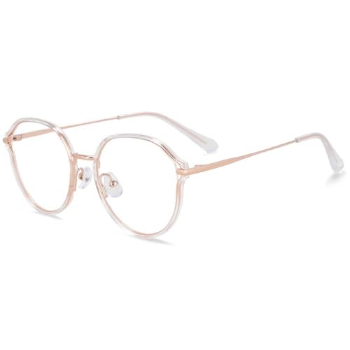 Lunettes rondes en métal pour femmes avec verres géométriques