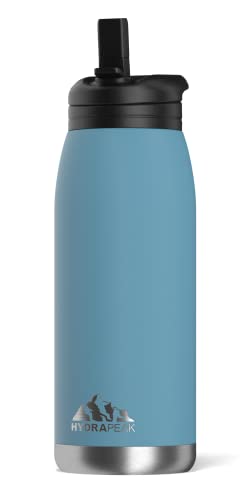 Hydrapeak Flow 32Oz Insulated Water Bottle With Straw Lid, Waterbottle, Metal Water Bottle, Insulated Stainless Steel Water Bottles, Bpa-Free & Leak-Proof, Straw And Handle (Spring Lake) #TOP5