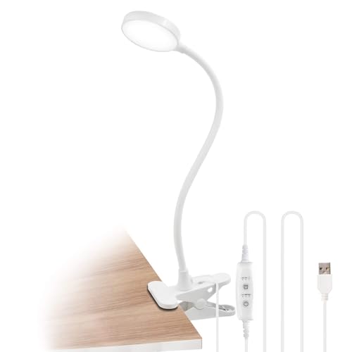 Preisvergleich Produktbild ENUOTEK Dimmbar LED Klemmleuchte Tischlampe Leselampe Nachttischlampe Lampe Laptop mit USB Anschluss und Timing Funktion 4W LED Tageslicht Beleuchtung 5000K