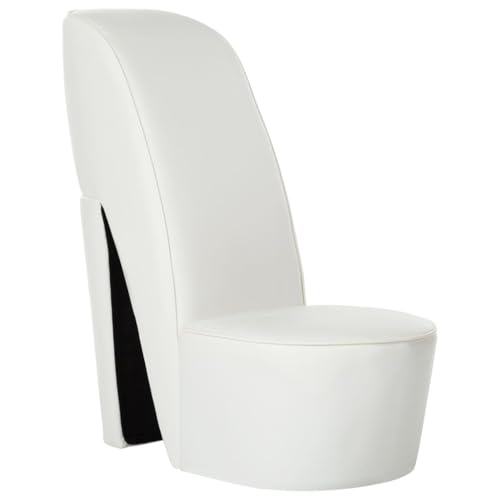 SKTQYQO Fauteuil en forme de chaussure avec talon en simili cuir blanc moderne pour décoration originale et salon design unique
