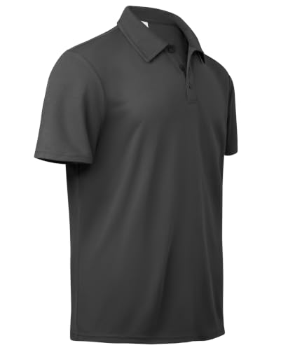 Image of ZITY Mens Polo Shirts Short Sleeve Golf Sport Shirt Basic Regular-Fit Dark Grey S