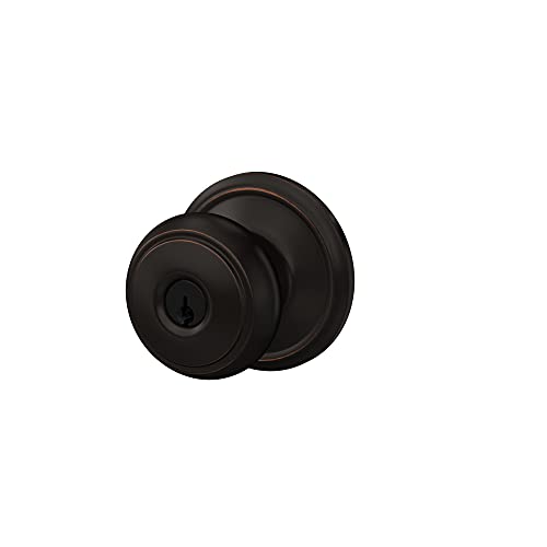 Schlage F51A And 716 Add Andover Door Knob With Addison Trim, Keyed Entry Lock, Aged Bronze #TOP4
