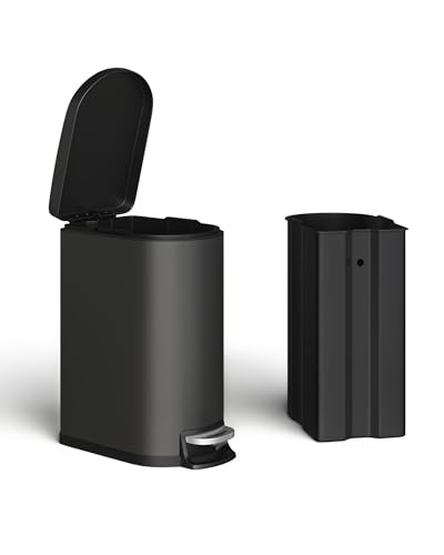 Conjunto de botes de basura metálicos 13.2 gal y 2.6 gal negro miniatura 5