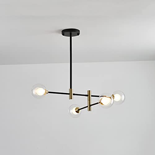 Luminaires de pendentif noir et or plafonnier rotatif lustre du milieu du siècle