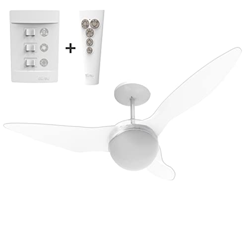 VENTILADOR DE TETO ALISEU TERRAL CRISTAL PLUS COM CONTROLE REMOTO E CONTROLE DE PAREDE 127V