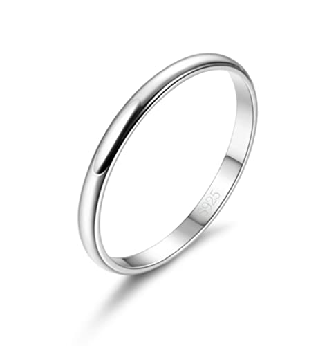 KALVICA Anillos Mujer Plata de Ley 925 Personalizado Anillo Fino de Compromiso 2mm Anillo de Bodas de Pareja Plata Joyería Delicado de Promesa y Día Valentín Regalo para Parejas Talla 9-27