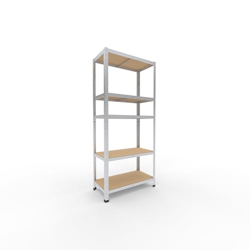shelfplaza® HOME Schwerlastregal 180x80x40cm verzinkt/Metallregal mit 5 Böden/als Kellerregal, Garagenregal, Werkstattregal oder Lagerregal/Steckregal Metall mit 175kg Tragkraft
