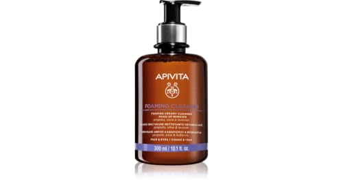 Image of Apivita Face Cleansing Foam for Face & Eyes 300ml - Foaming Facial Cleanser & Makeup Remover - Natural Face Wash with Lavender, Olive and Propolis - Gently Cleanses, Hydrates, Antioxidant Protection