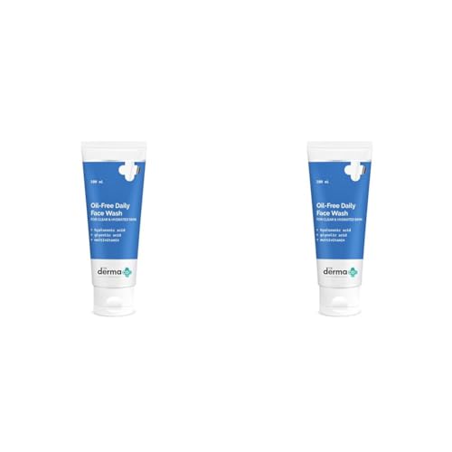 The Derma Co Oil-Free Daily Face Wash With Hyaluronic Acid, Glycolic Acid & Multivitamins for Clear & Hydrated Skin - 100ml (Pack of 2)