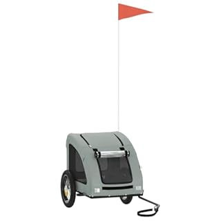 vidaXL Rimorchio da Bici per Animali Grigio Oxford e Ferro, rimorchio per Bici, rimorchio per Animali Domestici, rimorchio per Biciclette