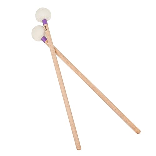 Yardwe 2 piezas de baquetas de fieltro con mango de madera, cabeza morada, accesorio para percusión para práctica y actuación