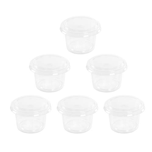 Angoily Pack de 100 vasos transparentes con tapa desechables, para especias y ensaladas, con tapa, recipiente para preparar comidas, 1 onza