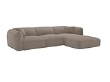 Canapé d'angle droit en tissu chenille de couleur taupe. Fabriqué en Europe. Assise rembourrée pour plus de confort. 5 places. Dimensions L272 x P165 x H74 cm CAMILIO