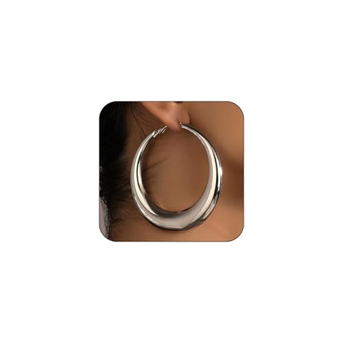 Chunky Gold Large Disco Hoop Earrings for Women Dainty Big Oversized Round Hoops Earring Thick Hypoallergenic Dangle Ear Jewelry Statement Accessories Gifts