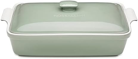Stoneware Casserole Dish Bakeware Set with Lid, Covered Rectangular Dinnerware, Extra Large 4.23 Quart, 13 by 9 Inch, Verde Salvia [Sage Green] - Thumbnail 2