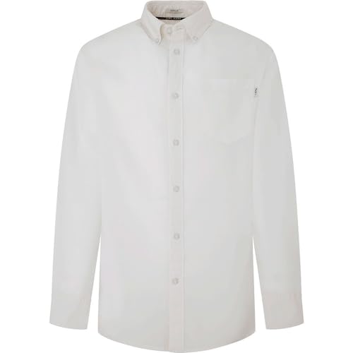 Pepe Jeans Para Hombre. PM308270 Camisa PopelíN Lisa Fit Regular Blanco (S), Casual, AlgodóN, Manga Larga - 3