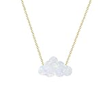 NewZenro Opal Cloud Choker Necklace for Women Cute Blue/White Opal Pendant Necklaces Adjustable Chain Minimalist Hypoallergenic Fashion Jewelry 17' (White)