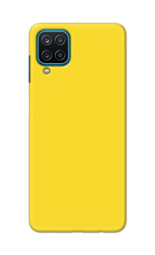 Image of Printed Hard Back Cover Case for Samsung Galaxy A12 Back Cover (Plain Yellow) -1803