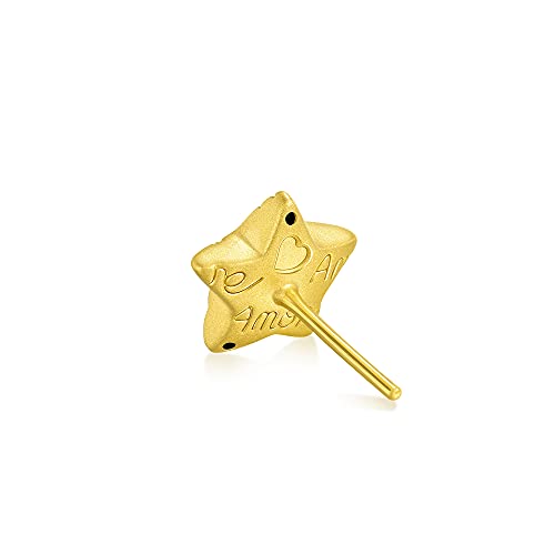 CHOW SANG SANG 999 24K Solid Gold Star with message 'Amore' Single Stud Earring 92645E (Sold Single Not Pair)3