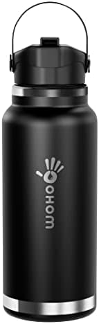 Woho Stainless Steel Water Bottle - Eco-Friendly, Vacuum Insulated, BPA-Free, Leakproof, 32oz Capacity for 12hrs Hot or 24hrs Cold Drinks - Keep Your Drinks Fresh and Hydrated on the Go!" (Black)