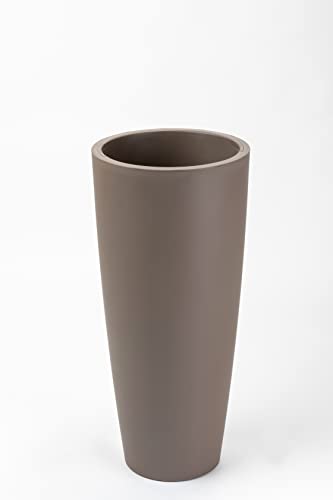 wonido Blumentopf/Pflanztopf, Höhe 70 cm, Ø 36, Taupe, matt, 16 l Inhalt, mit herausnehmbarem Pflanz-Einsatz, für Innen und Außen, aus hochwertigem Polypropylen