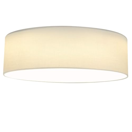 Navaris Plafoniera LED Soffitto 22W Rotonda Ø 40 cm - Luce Bianca Calda - Lampadario Camera da Letto e Soggiorno in Tessuto - Design Moderno e Decorativo - Bianco