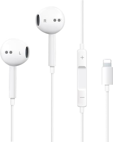 Image of Wired Original Earphone with Microphone - Stereo in-Ear in Ear Headphones Compatible with iPhones7 /8 /X /XS /XR /11 /12 /13 /14 Pro - Noise-Isolating, Stereo Sound, White BY Thunder Eagle
