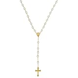 MOTIBACK Cross Necklace for Women, 26 Inch Gold Chain with Cross Pendant, Y Pearl Necklaces for Women and Men, Long Gold Cross Necklace Jewelry Gift