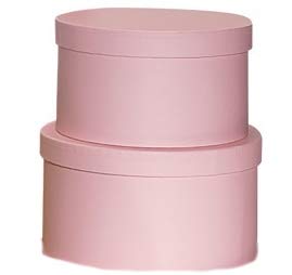 Rustic Pearl Collection Nested Gift Boxes, Light Baby Pink, Round Set of 2